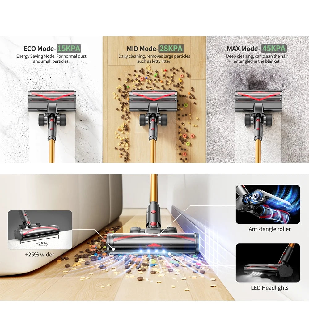 Cordless Stick Vacuum Cleaner 60mins 550W 45kpa with Charging Station Lightweight stick Vacuum for Carpets hardwood Pet Hair Rechargeable
