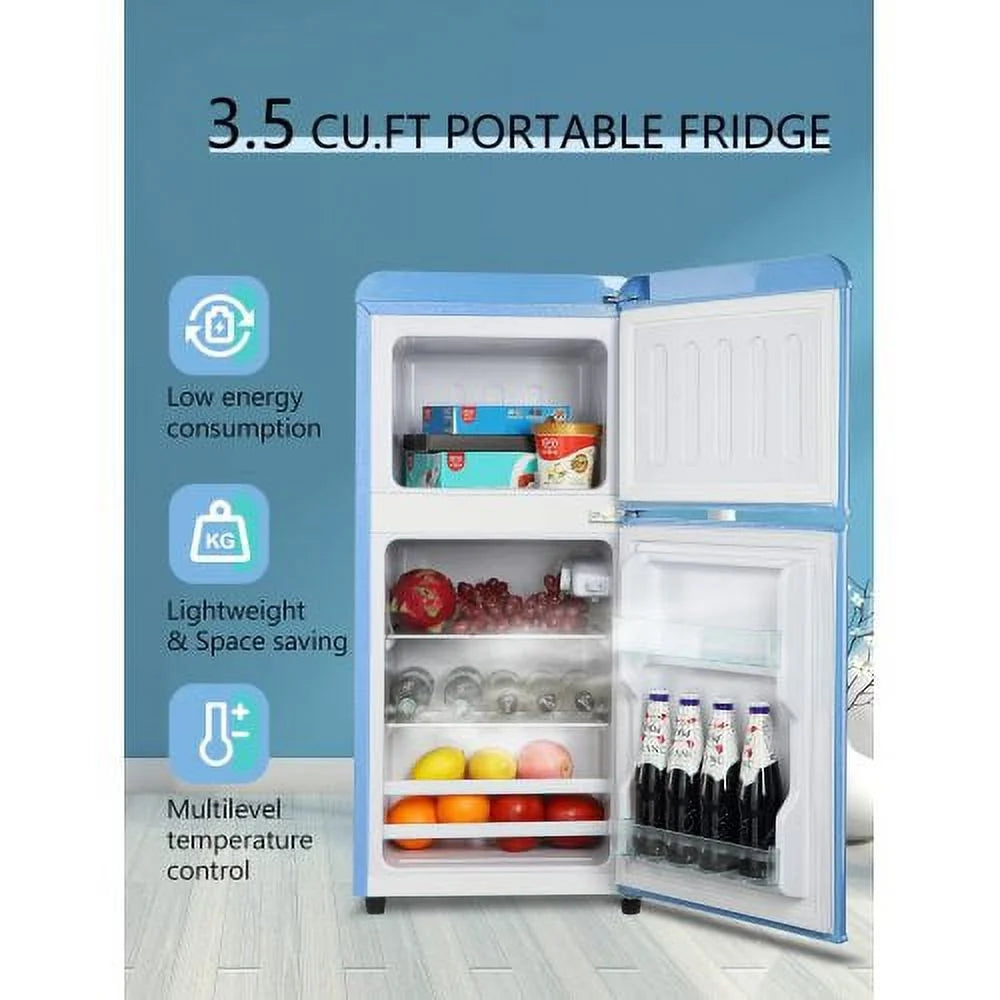 3.5Cu.Ft Compact Refrigerator Mini Fridge with Freezer, Small Refrigerator with 2 Door, 7 Level Thermostat Removable Shelves for Kitchen, Dorm, Apartment, Bar, Office, Black