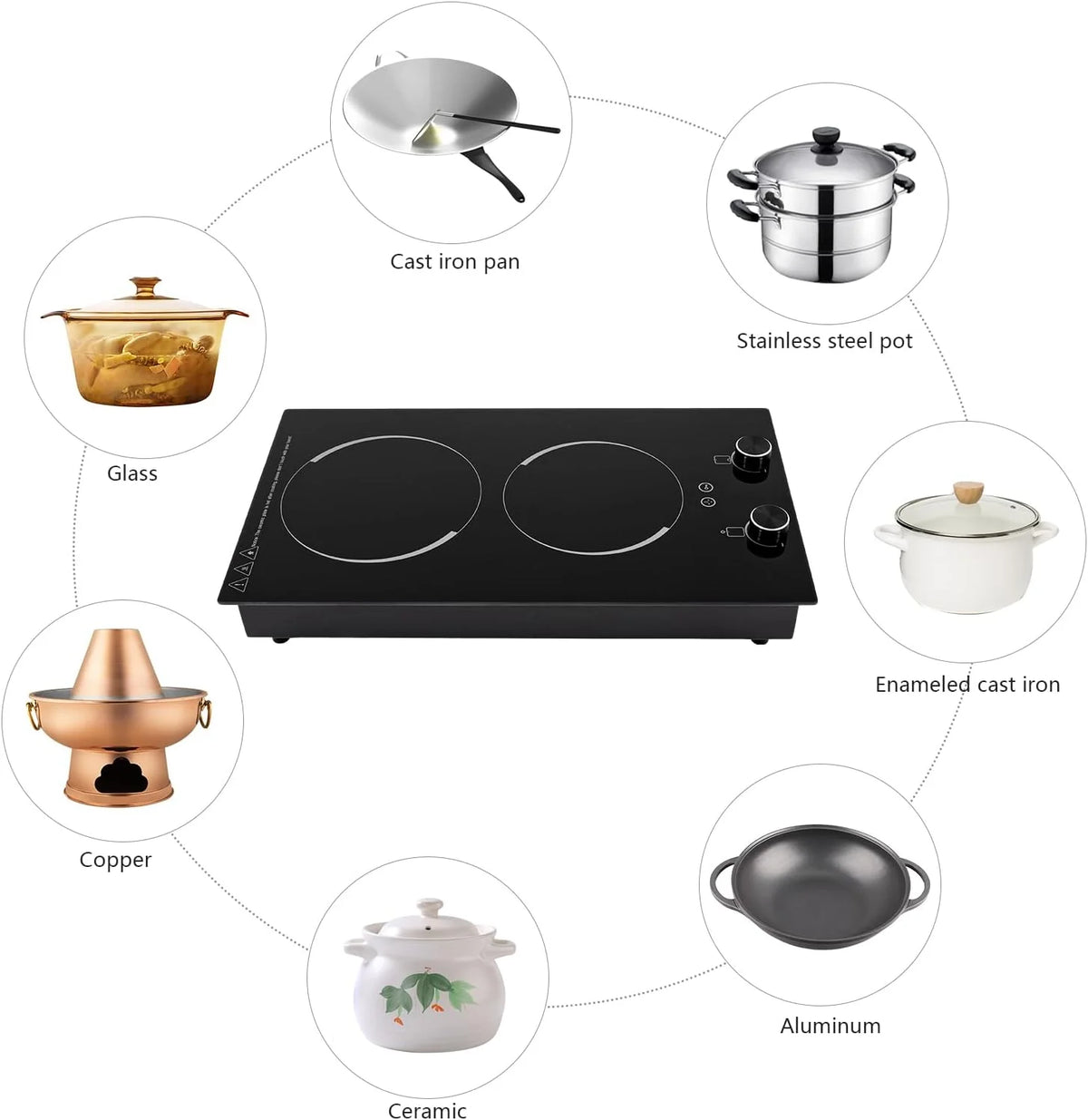 Electric Ceramic Cooktop with Timer,2 Burners Built-in Radiant Electric Stove Top with Child Safety Lock,24 Inch Electric Cooktop with Sensor Touch Control (9 Power-2 Burners)