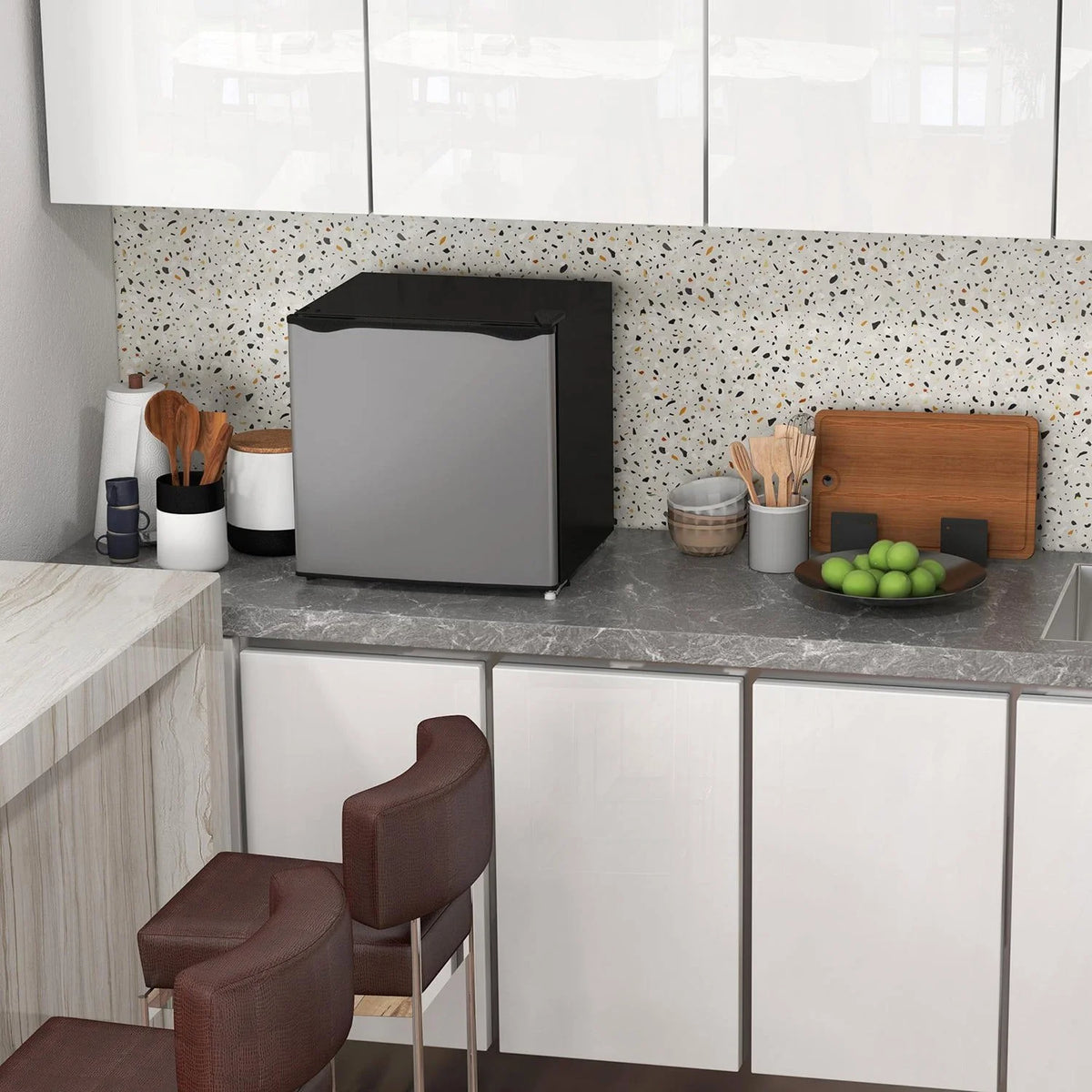 Resenkos 1.1 Cu.Ft Countertop Mini Freezer, Compact Upright Freezer with Removable Shelves, Red
