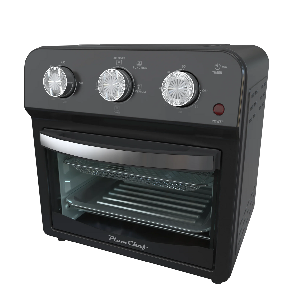 12.5 Quart Air Fryer Convection Toaster Oven, 1500W, 4 Cooking Modes, 7-in-1 Multifunction with Roast, Bake, Grill, Broil, Toast, Dehydrate, Defrost, Stainless Steel, Black