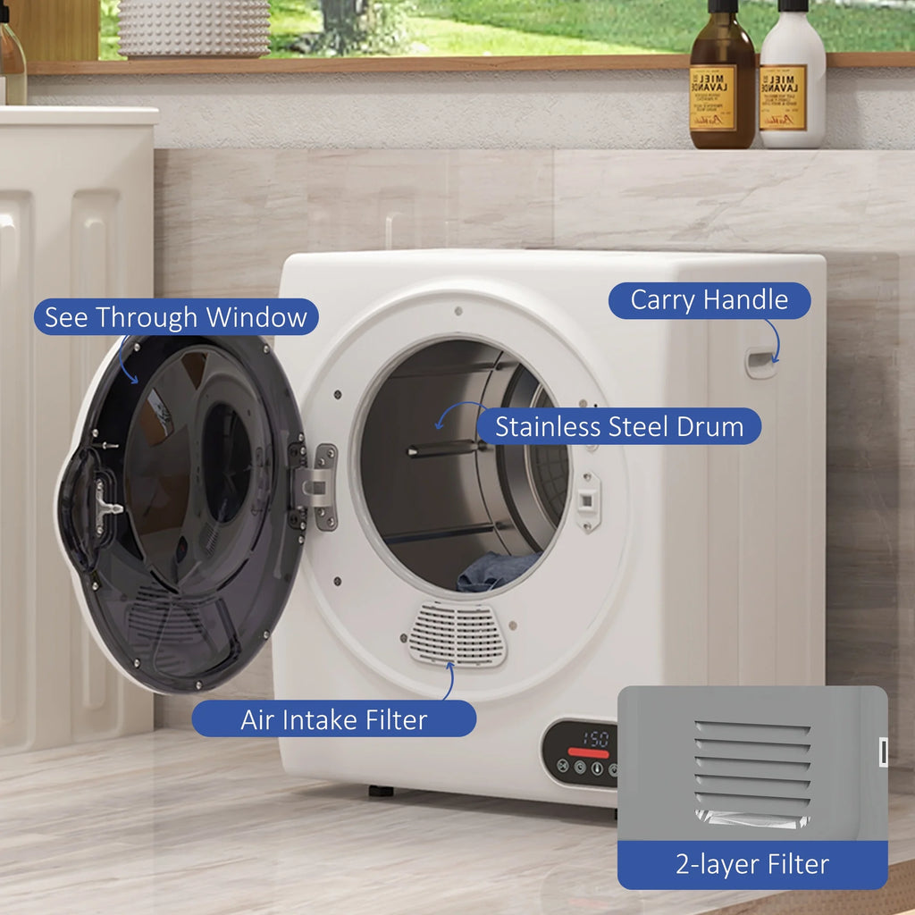 HOMCOM 1.5 cu Ft 120V Charcoal Gray Electric Dryer