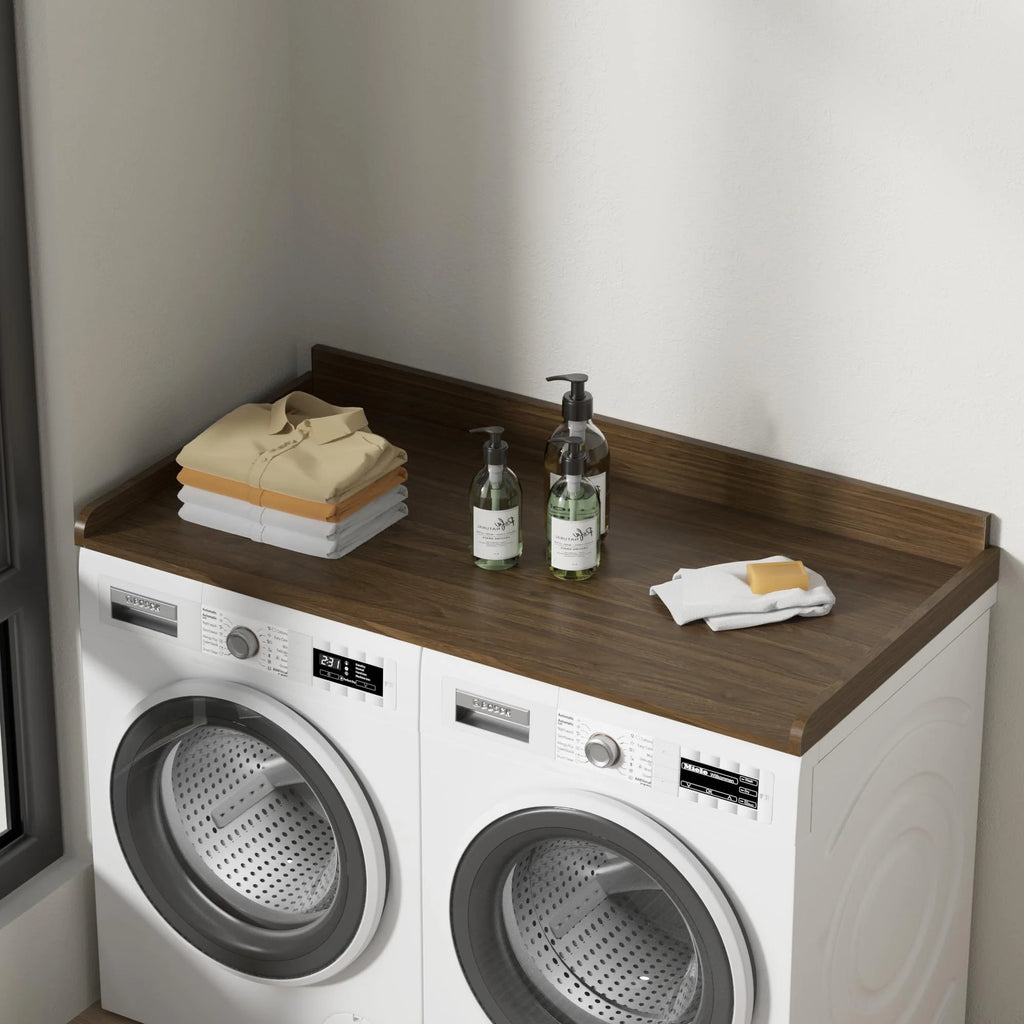 Washer Dryer Countertop, Washer Dryer Topper, Solid Wood Washers and Dryers Countertop, 54" Width x 27.5" Depth Laundry Countertop for Laundry Room Organization and Storage, Walnut