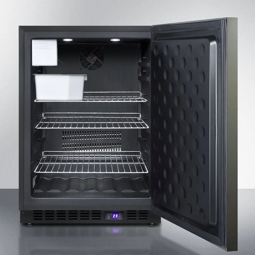 24" Wide Built-In All-Freezer With Icemaker- Black Stainless Steel