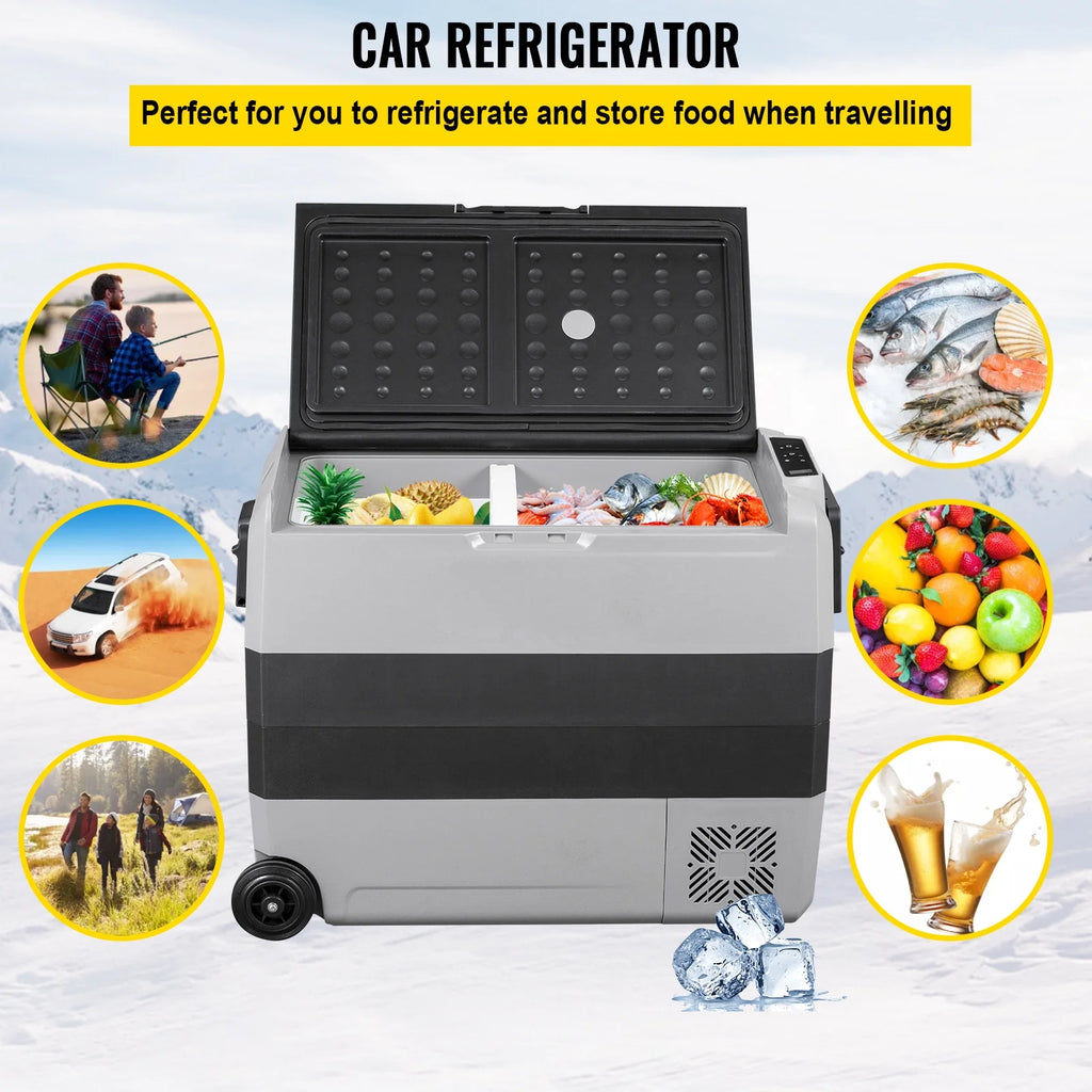 VEVOR Car Refrigerator 48Qt, Dual Zone Car Fridge Freezer12/24V DC & 110-240V AC Electric Compressor Cooler for Truck Vehicle RV