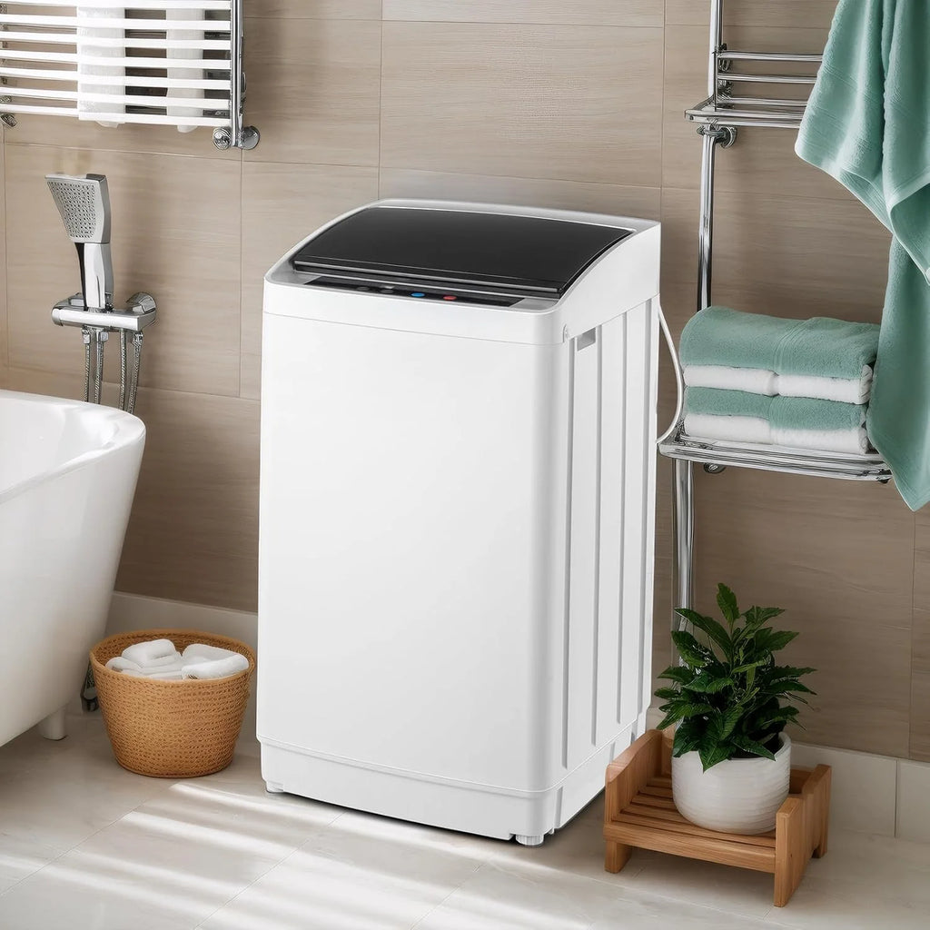VINGLI 25LBS Full-Automatic Electric Laundry Machine�� Portable Washing Machine with Stainless Steel Drum, 110V Compact Washer, Washer and Dryer Combo for Apartment, Dorms, RV, Grey