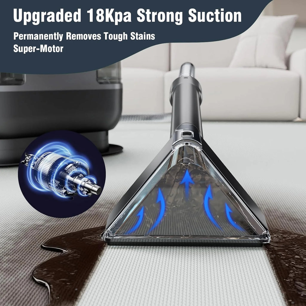 Carpet Cleaner Machine, 18 K pa Portable Carpet Spot and Upholstery Cleaner, 500 W Powerful Suction Deep Couch Cleaner Machine with Handle for Pet Stains, Sofa, Car Seat, Furniture