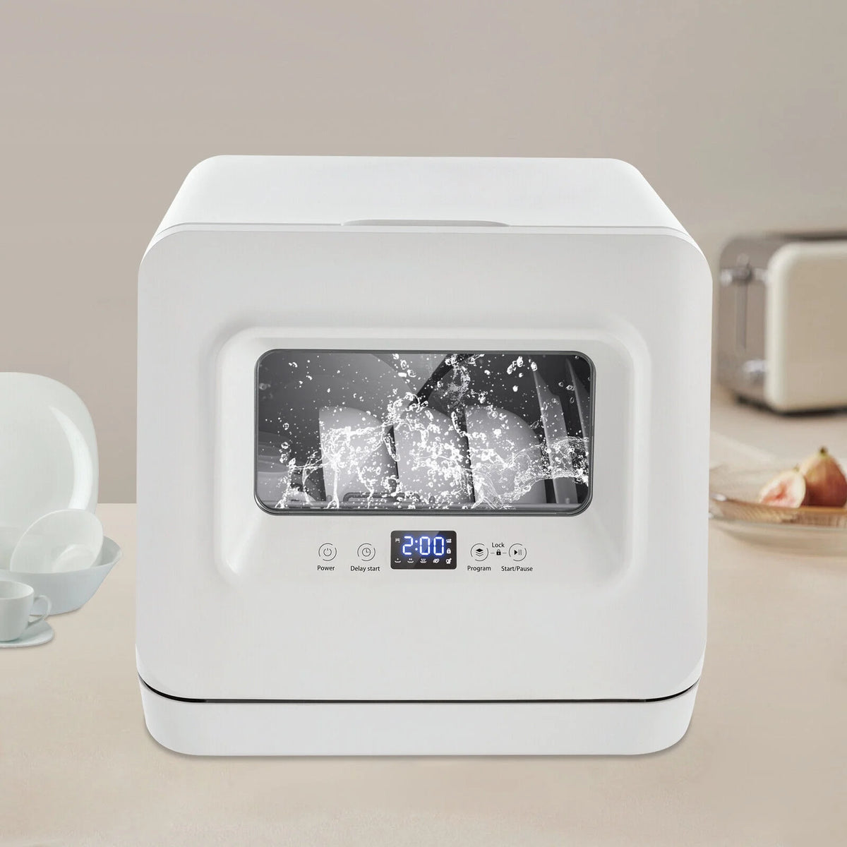 785W 3-in-1 Function Portable Compact Countertop Mini Dishwasher with Water Tank Leak-Proof Air Dry for Cleaning Saucers, Cups, Serving Platters, Glasses