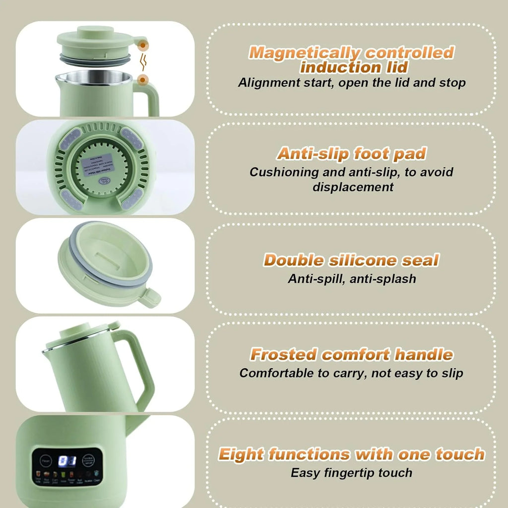 Nut Milk Maker Machine, 20 oz Automatic Milk Machine with 10 Blades, Plant-Based Milk, Oat, Soy, Dairy Beverages, Soy Milk Maker with 12 Hours Timer/Keep Warm/Auto-clean(White)