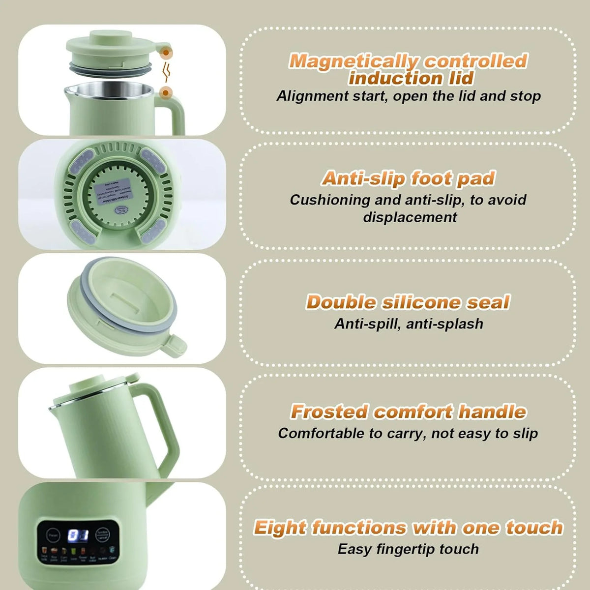 Nut Milk Maker Machine, 20 oz Automatic Milk Machine with 10 Blades, Plant-Based Milk, Oat, Soy, Dairy Beverages, Soy Milk Maker with 12 Hours Timer/Keep Warm/Auto-clean(White)