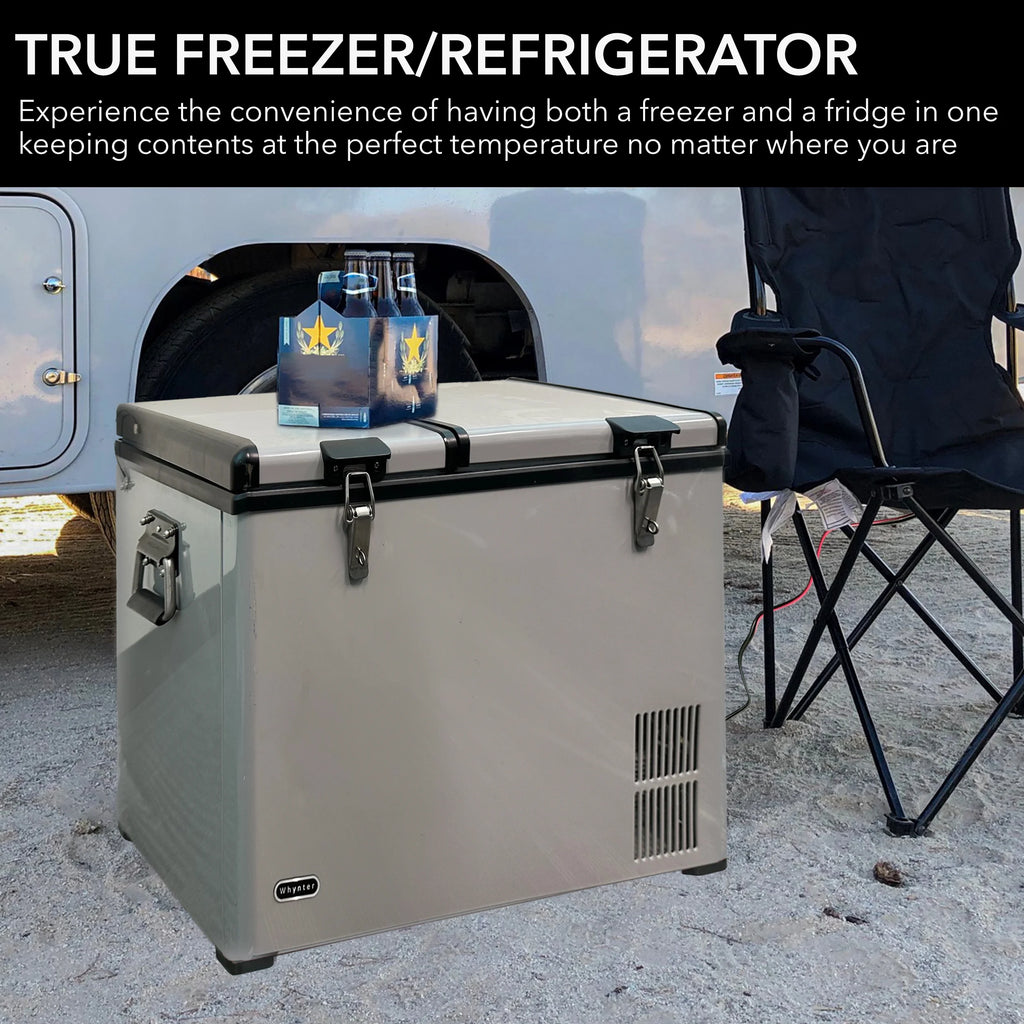 Whynter 90 Quart Dual Zone Portable Fridge/Freezer with 12v Option and Wheels