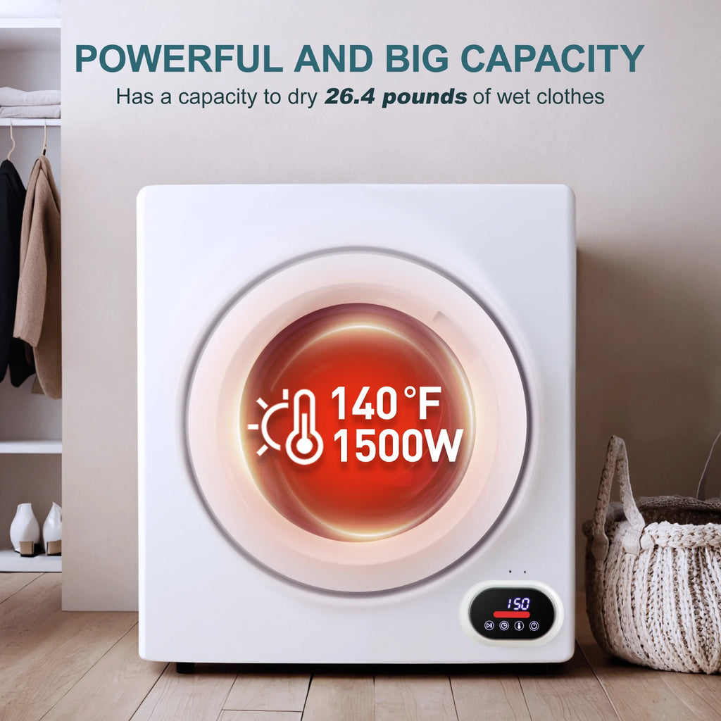 Simzlife 1.6 Cu. ft. Portable Clothes Dryer, Electric Compact Dryer Machine, 19.5 in W, 23.6 in H