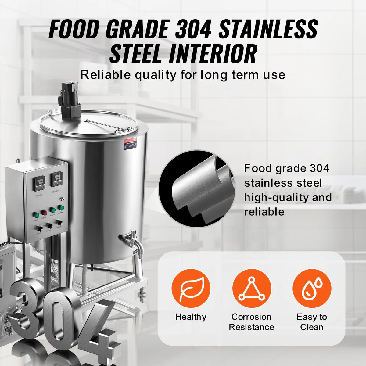 KFFKFF 150L Commercial Milk Pasteurization Machine Automatic Pasteurizer Ice Cream Juice Beer Pasteurizer with Cooling and Warming Function Stainless Steel