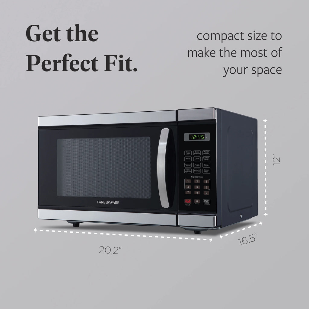 Farberware FMGZ09BKA 0.9 Cu. Ft. Microwave Oven, 900W, Digital Control, LED Display, 6 Cooking Presets, Black