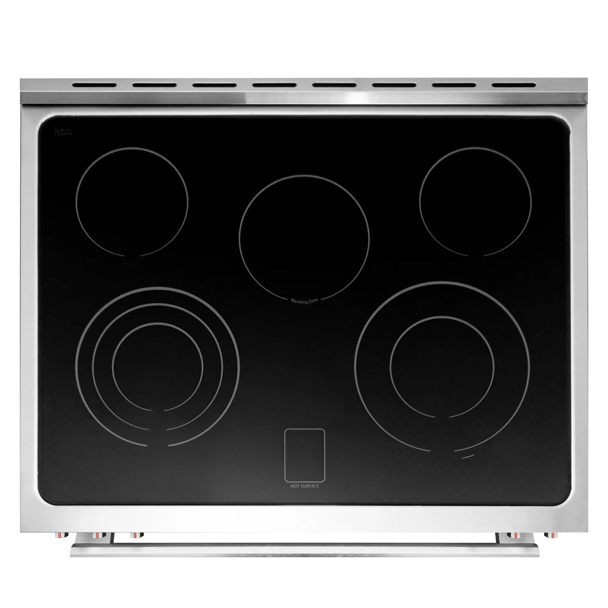 Cosmo 5 Piece Kitchen Appliance Packages with 30" Freestanding Electric Range 30" Island Range Hood 24" Built-in Fully Integrated Dishwasher French Door Refrigerator & 48 Bottle Wine Refrigerator