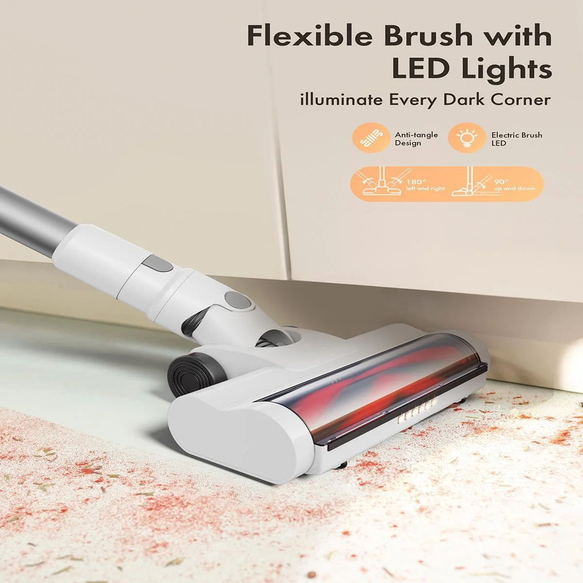 Homeika Cordless Vacuum Cleaner, 300W 23KPa Powerful Suction Vacuum with LED Display, 3 Suction, 48mins Runtime, Lightweight Stick Cleaner with Sofa Brush for Hard Floor/Carpet/Pet Hair/Car, Black