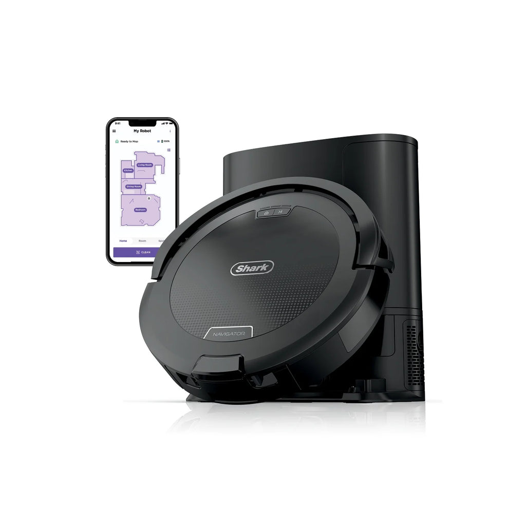 Shark Navigator Robot Vacuum and Self-Empty Base with Bagless, 45-Day Capacity Self-Empty Base and SmartPath Navigation, Black, RV2100AE