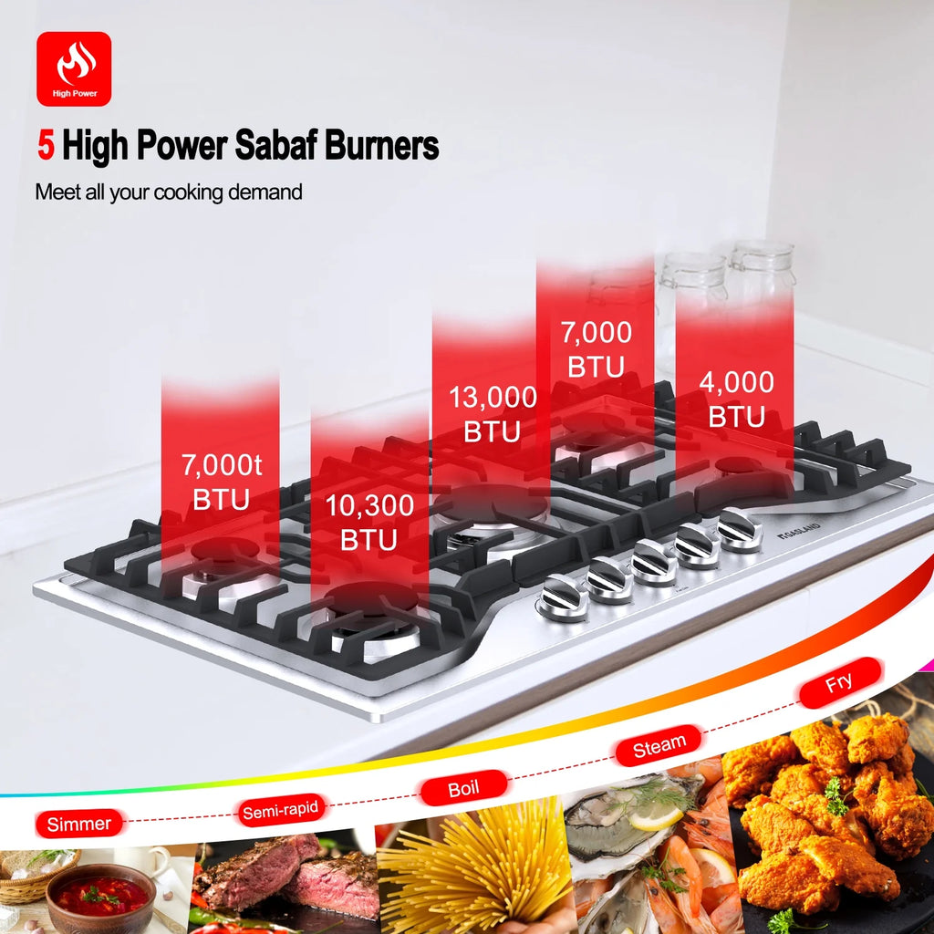 Gasland Chef 36 in. NG/LPG Convertible Gas Cooktop in Stainless Steel with 5 Burners