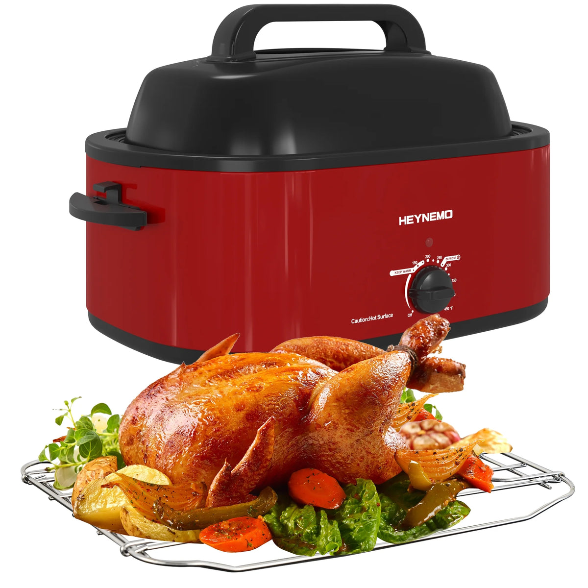Superjoe 26QT Electric Roaster Oven, Stainless Steel, Self-Basting Lid Removable Insert Pot, Black