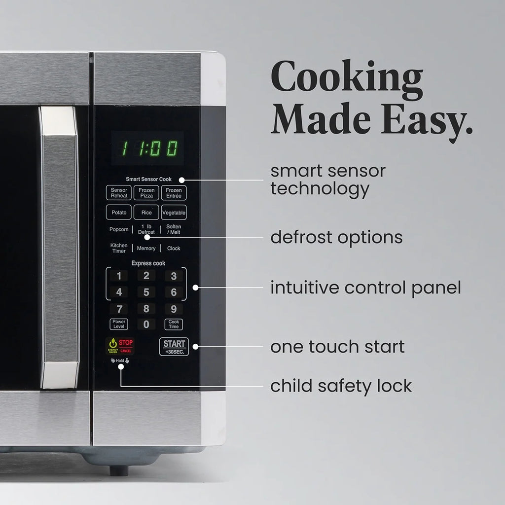 Farberware Smart Sensor Countertop Microwave Oven with LED Lighting & Child Lock, 1.3 Cu Ft