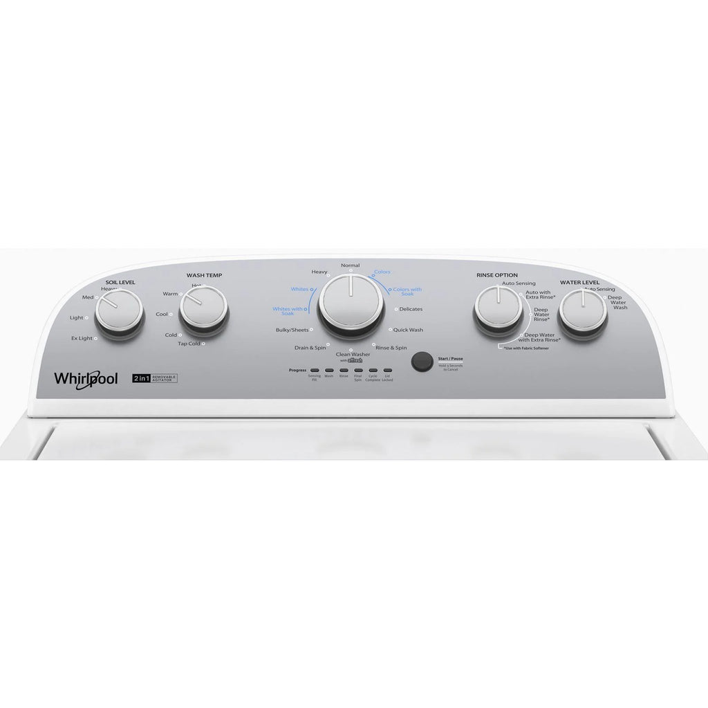 Whirlpool? Brand New WTW4957PW, 3.8-3.9 Cu. Ft. 2 in 1 Top Load Washer with Removable Agitator Capacity 3.8 Cu ft