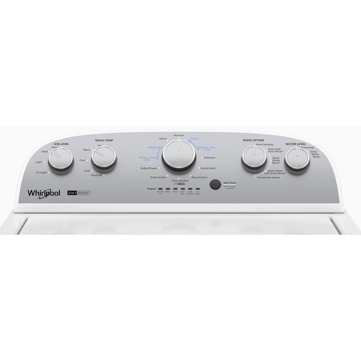 Whirlpool? Brand New WTW4957PW, 3.8-3.9 Cu. Ft. 2 in 1 Top Load Washer with Removable Agitator Capacity 3.8 Cu ft