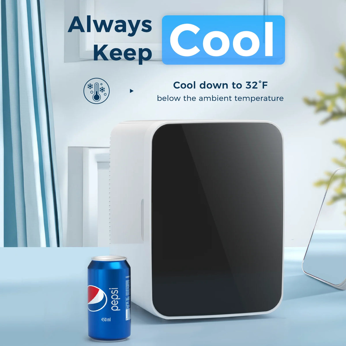 ?FREE VILLAGE Compact Mini Fridge, 10L Portable Small Refrigerator, 2.6 Gal Mini Fridge with AC/DC Adapters, Small Cosmetics Cooler for Beverage, Food, Makeup, Bedroom, Office, Dorm, White