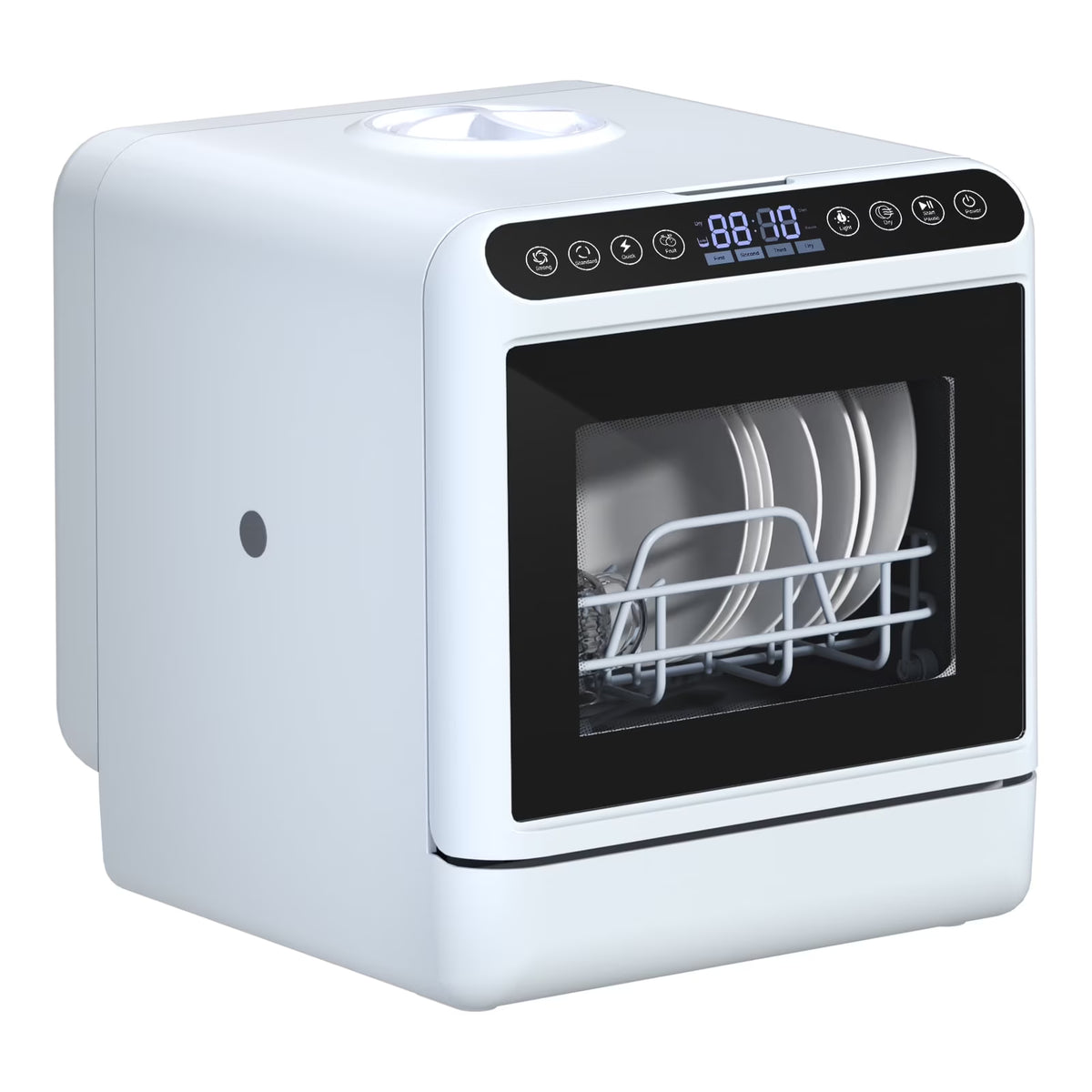 Happydeer Portable Countertop Dishwasher with 5L Water Tank, Automatic Smart Countertop Dishwasher, Mini Dishwasher with 5 Place Settings, 2-Tier Rack, 3-Spray Arm, Air-Dry Function