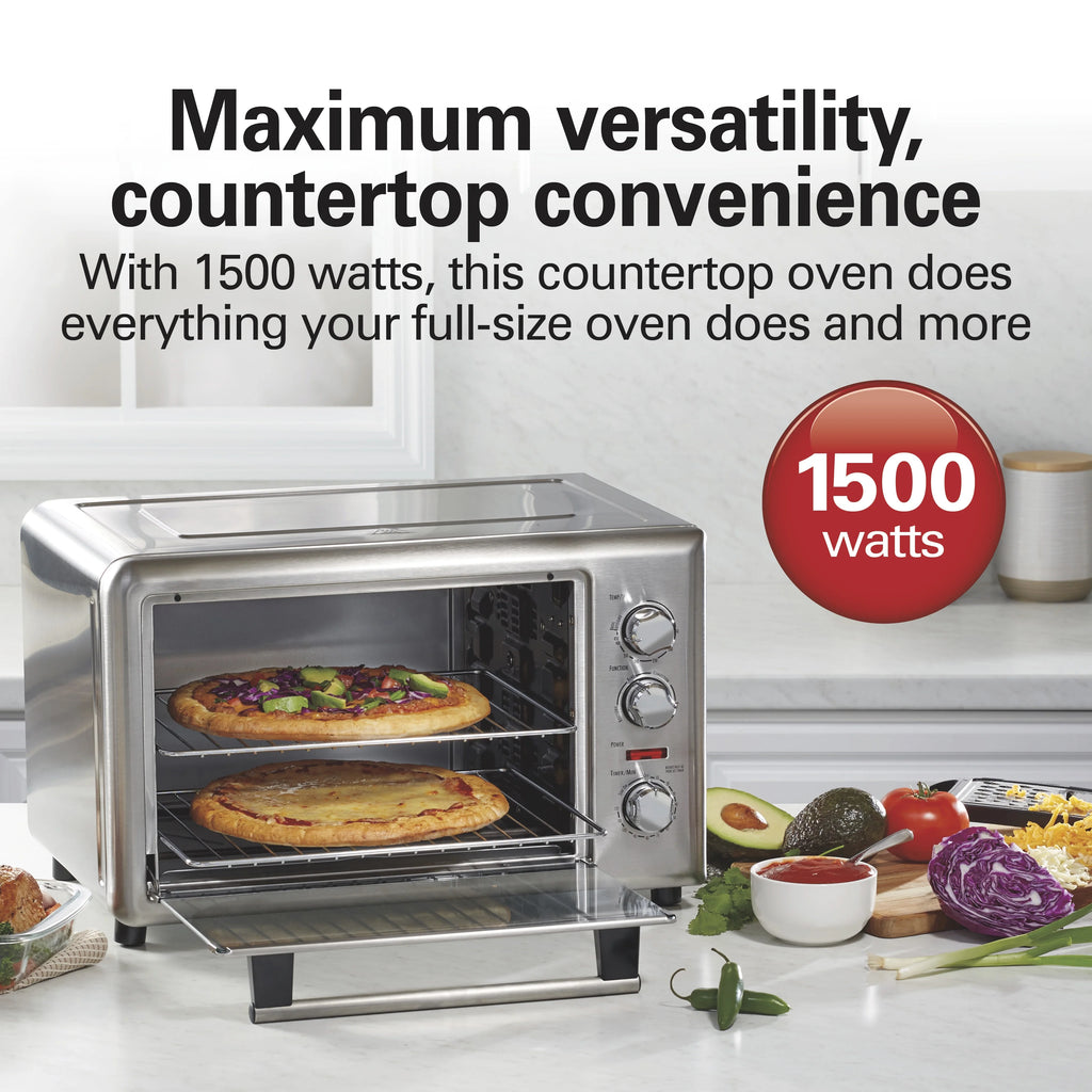 Hamilton Beach Countertop Toaster Oven with Convection & Rotisserie, Extra Large Capacity, Black