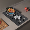 2 Burner Modern Gas Cooktop Gas Stove Top with 2 Burner Black 20.47*12.6 in