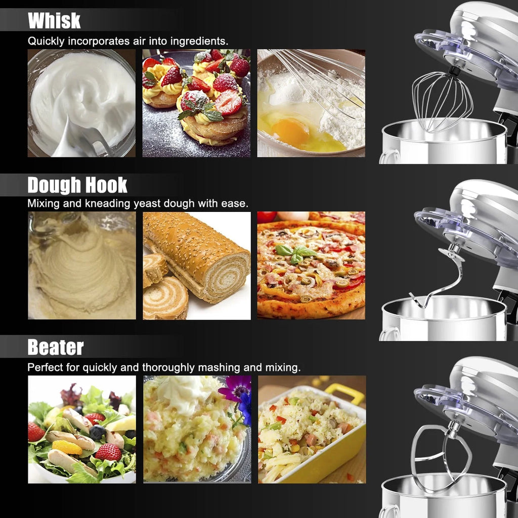 Costway 6.3 QT Tilt-Head Food Stand Mixer 6 Speed 660W wIth Dough Hook, Whisk & Beater Black