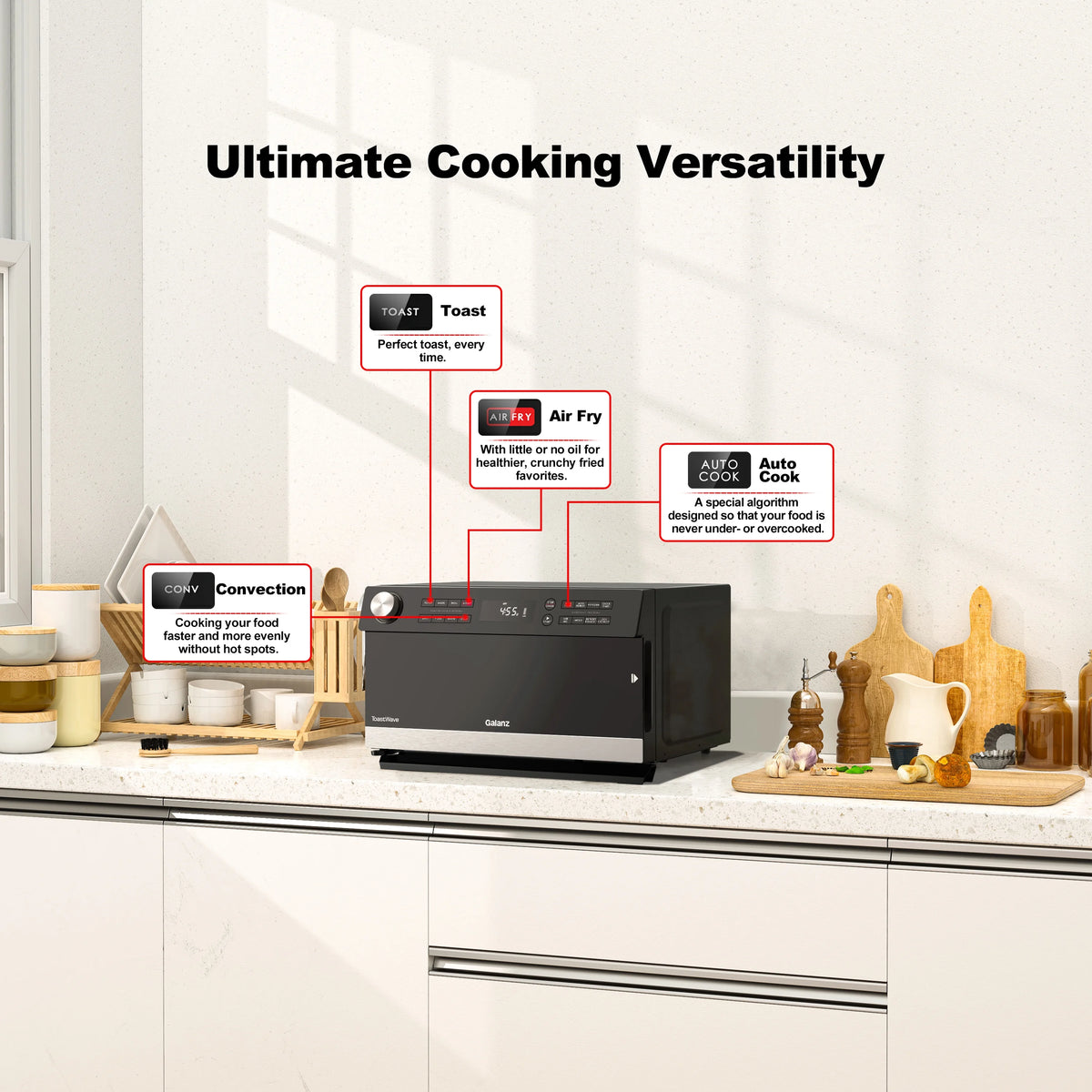 Galanz GTWHG09S1A09 0.9 Cu. ft. Toastwave 4-in-1 Multifunctional Oven, Stainless Steel