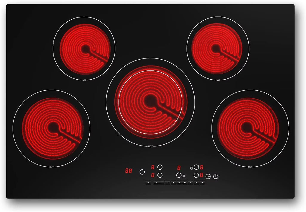 VBGK Induction Cooktop 30 inch 5 Burner Electric Hot Plate for Cooking Electric Induction Cooktop 240v, 99 Minutes Timer and Auto Shutdown Induction Burner,Child Lock