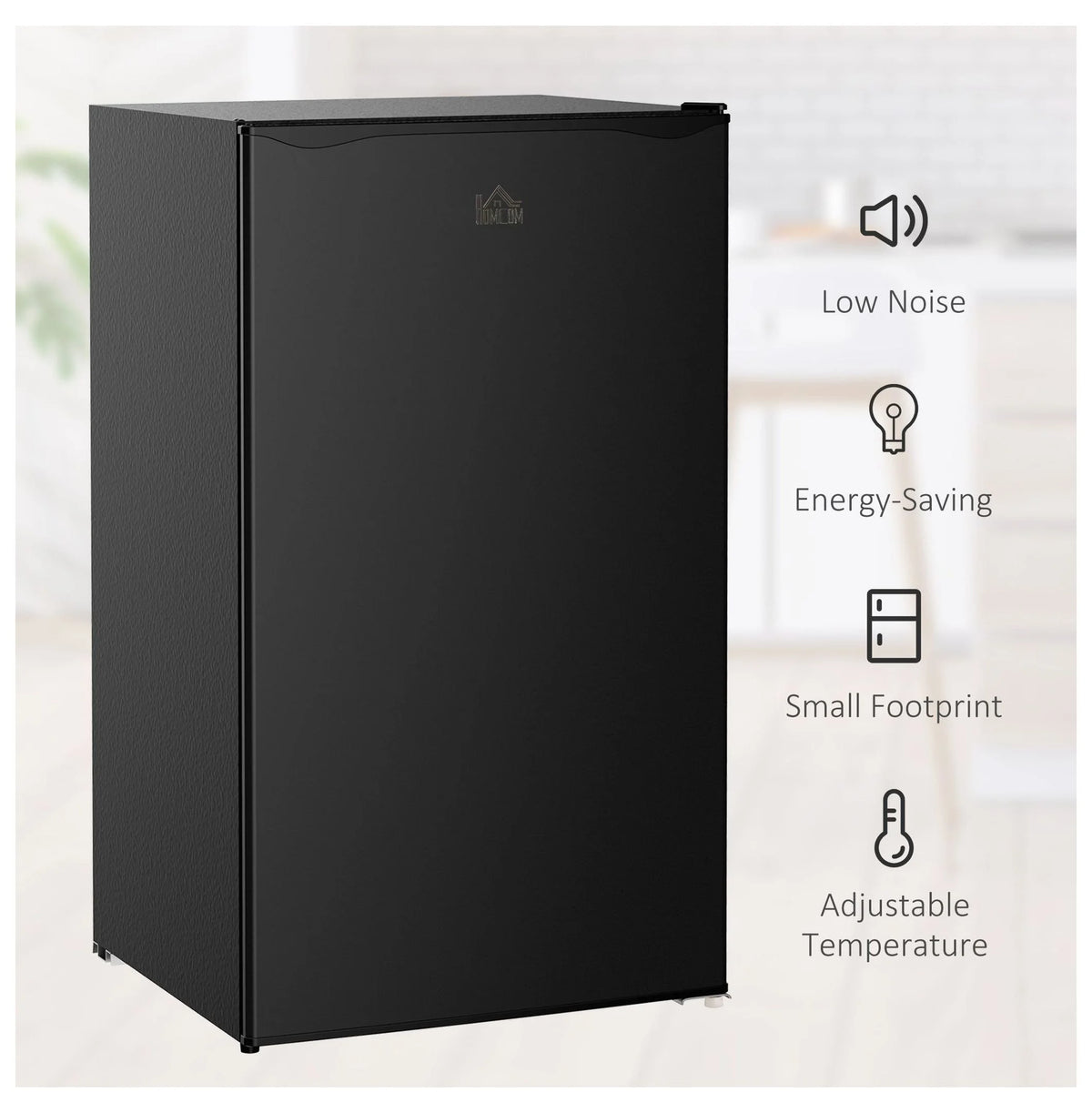 Mini Fridge with Freezer, 3.2 Cu.Ft Compact Refrigerator for Bedroom, Dorm, Apartment - Adjustable Thermostat, Reversible Door, Black