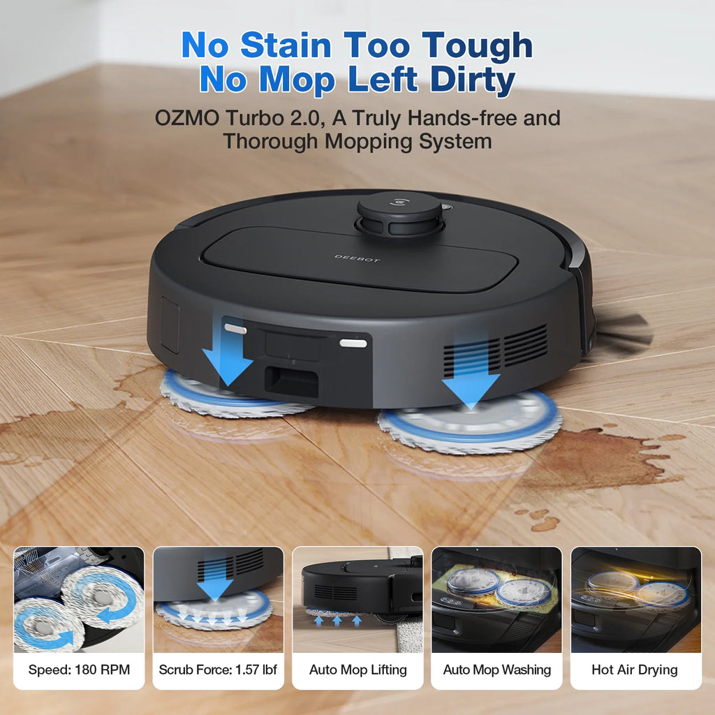 ECOVACS DEEBOT N30 Omni Robot Vacuum & Mop, 10000Pa Suction, TruEdge Mopping, ZeroTangle 2.0 Technology