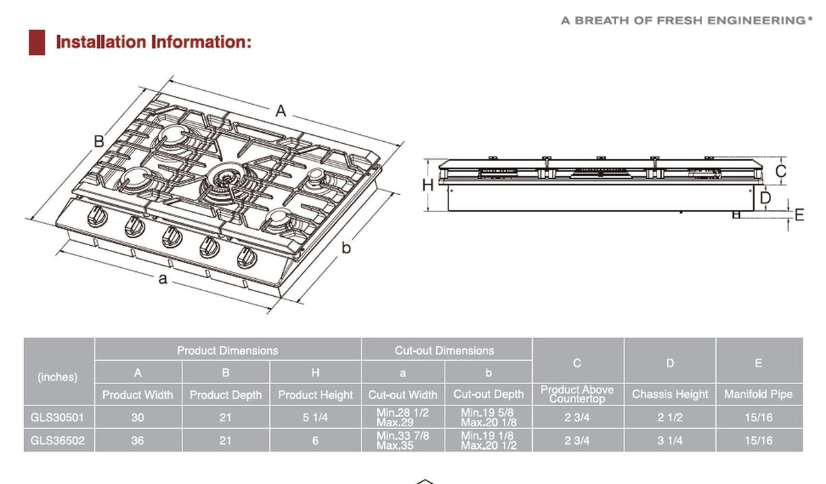 FOTILE Tri-Ring Series GLS30501 30 Inch Pro Gas Cooktop with 56K total BTU on 5 Burners