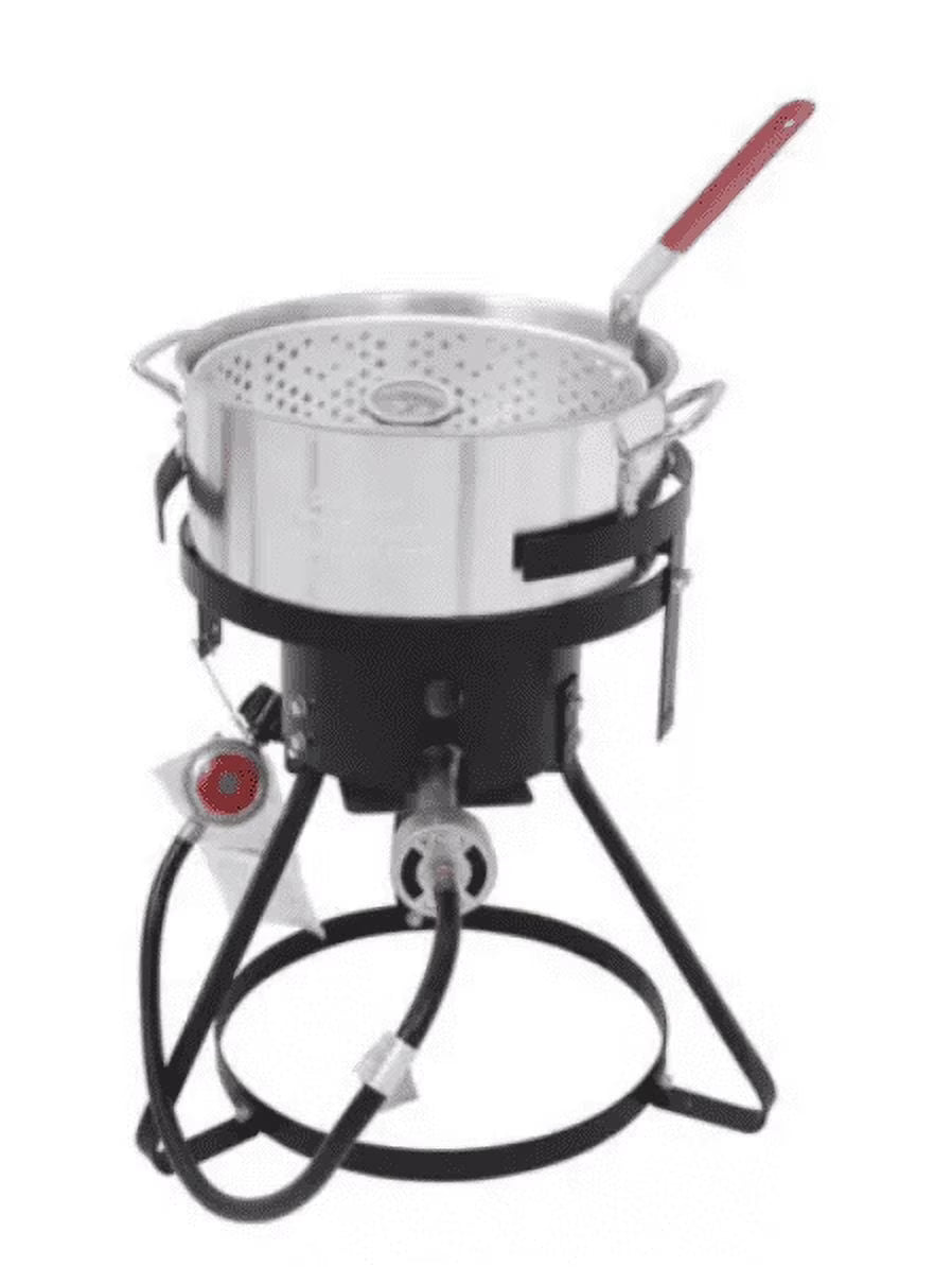 Red Mountain Valley Outdoor Propane Turkey Deep Fryer Set 30&10 Quart Fish Fryer with Basket, 50,000 BTU Burner, Large Seafood Boiler Kit, Outdoor Cooking for Frying, Boiling