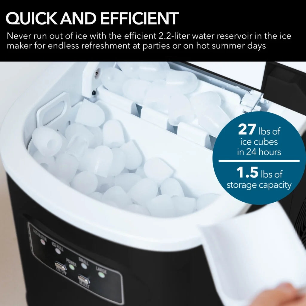 Whynter Compact Portable Ice Maker, 27 lb Capacity, Black