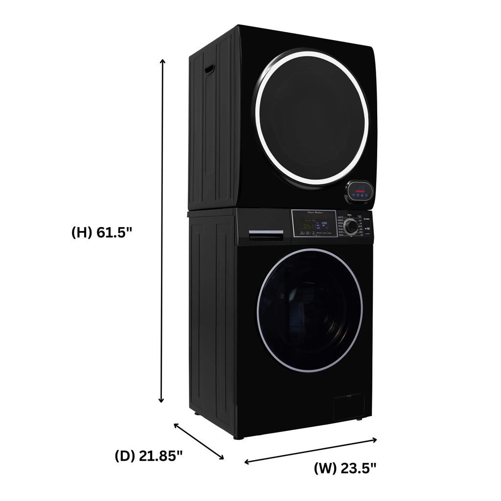 Equator 110V 1.6 cf Washer w/ Pet Cycle & 110V 3.5cf Vented Digital Sensor Dryer in Black