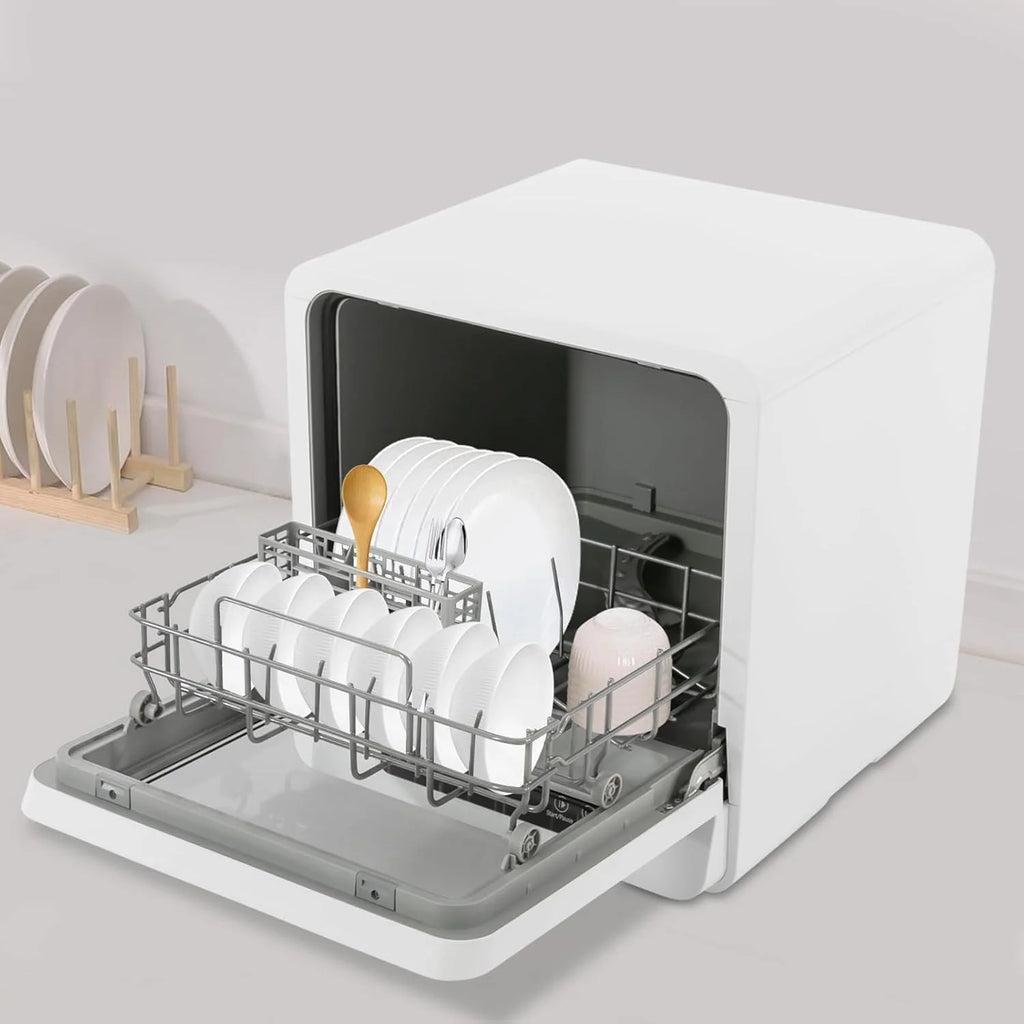 Countertop Dishwasher Compact Dishwasher, Mini Dishwasher with 4.8L Built-in Water Tank 110V Portable Dishwasher 5 Washing Programs 360�� Dual Spray Mini Dishwasher for Apartments RVs 590W