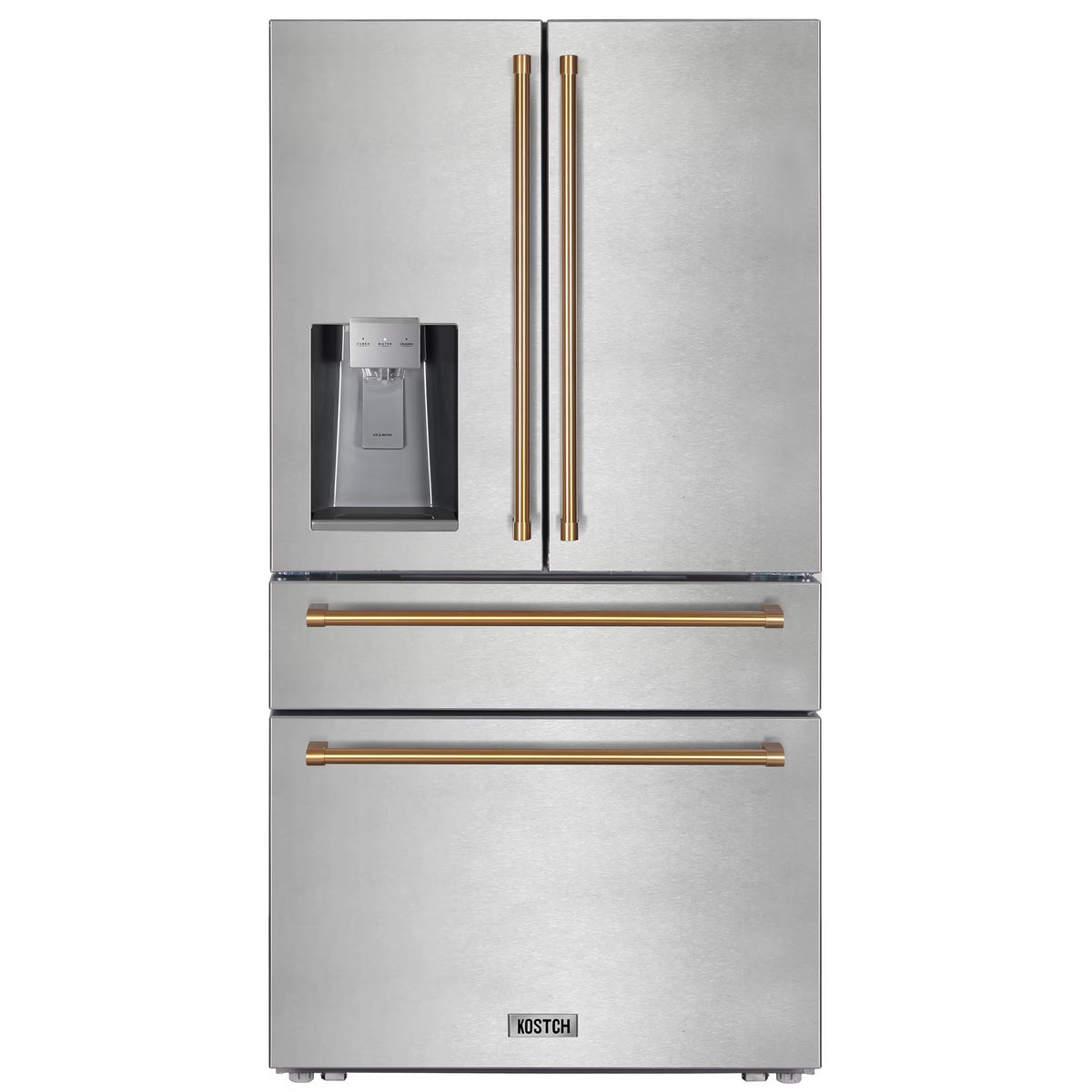 KOSTCH Counter-Depth 21.6-cu ft 4 -Door French Door Refrigerator with Ice Maker with Water and Ice Dispenser ( Stainless steel ) ENERGY STAR Certified