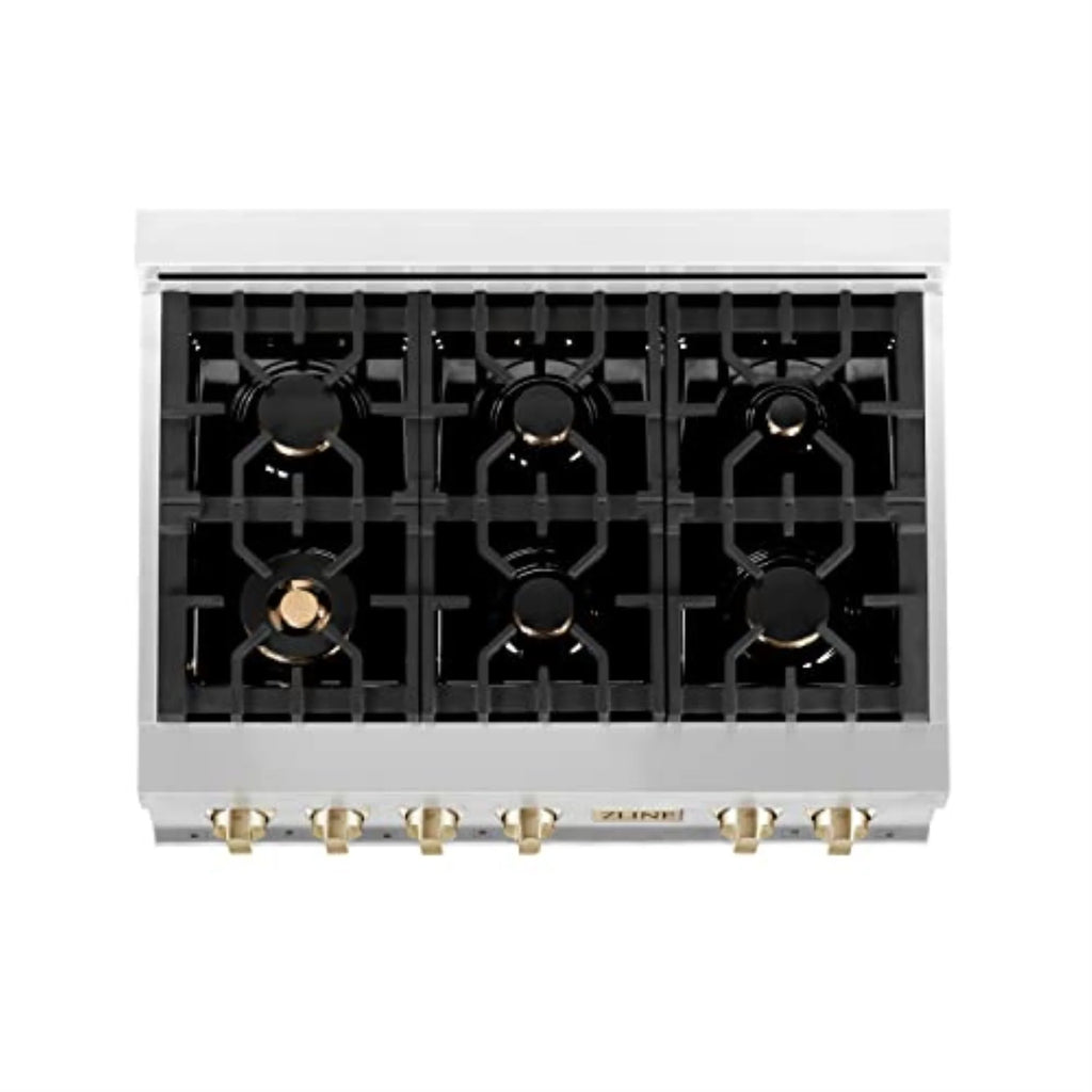 ZLINE 36 in. Autograph Edition Rangetop in Stainless Steel with Gold Accents (RTZ-36-G)