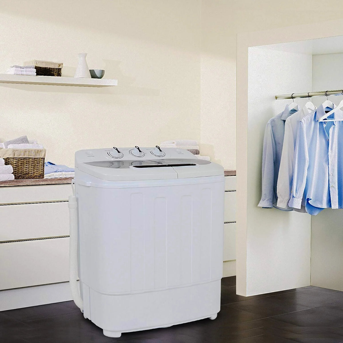 Compact Mini Twin Tub Washing Machine Portable 13lbs Laundry Washer and Dryer