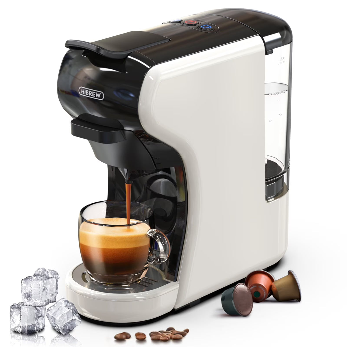 HiBREW H1A 4-in-1 Capsule Coffee Machine - 19Bar Espresso Maker for Hot/Cold Brews Black
