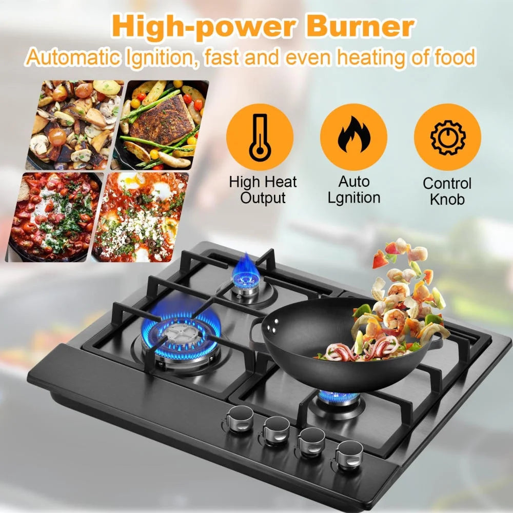 Tohu Stainless Steel Stove 3.3kW 5-Burner Closed Chassis Propane Cooktop for Outdoor/Indoor Cooking
