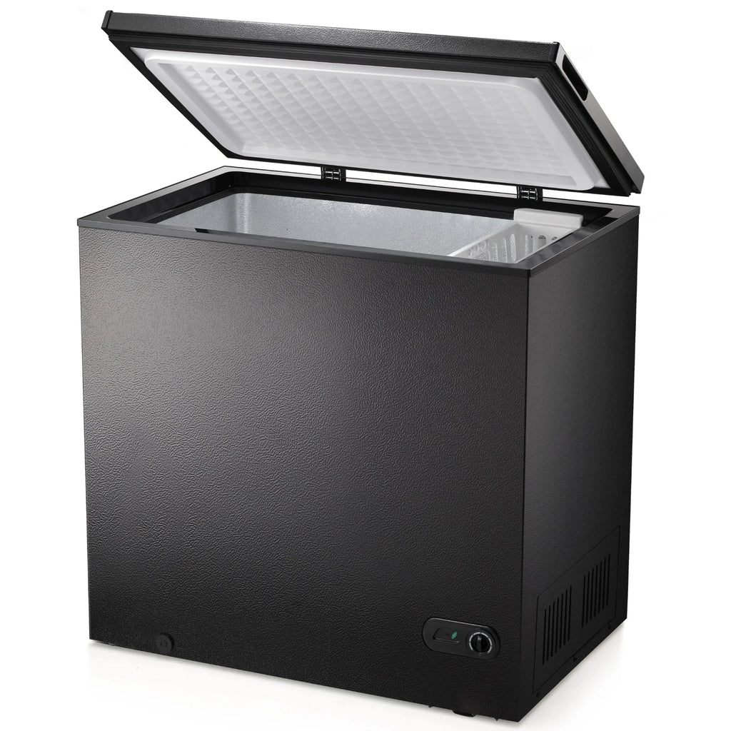 LHRIVER 7.0 cu. ft. Chest Deep Freezer with Adjustable Temperature, Free Standing Top Open Door Compact Freezer with 3 Removable Basket for Kitchen, Home, Bar, Garage, Office