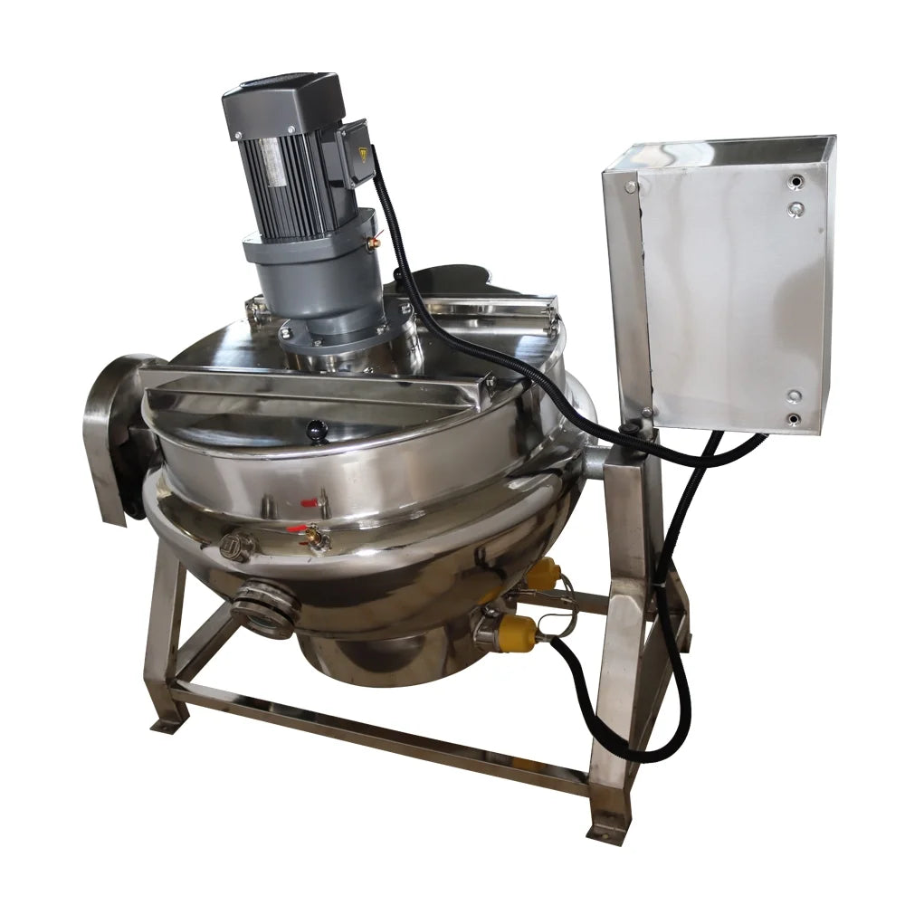 Jacketed Kettle Commercial Electric Cooking Pot Stirring Scraping Edge Three-Phase Tilting Soup Chili Sauce Beverage Jam Porridge 13.2 Gal 220V