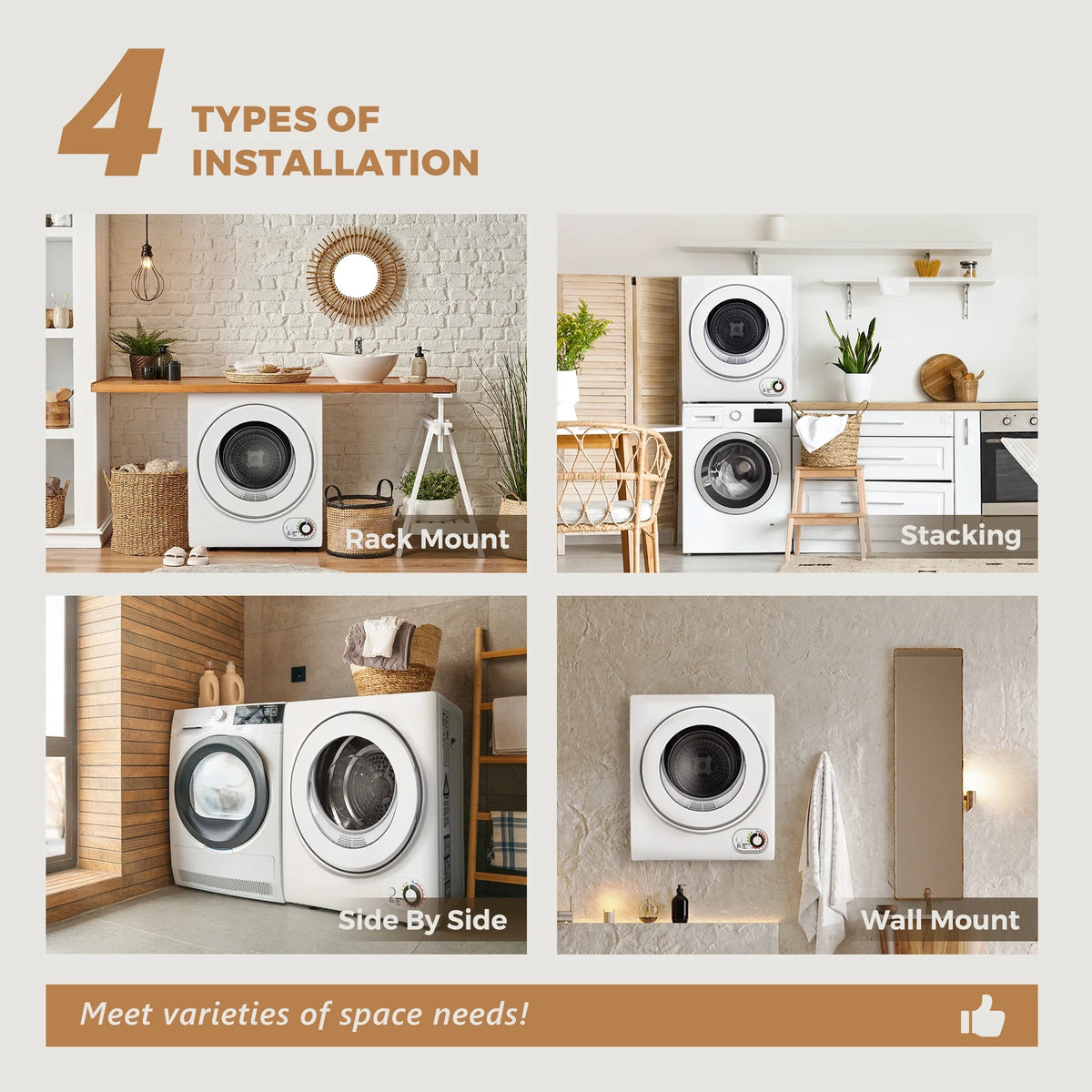 EUHOMY 1.5 Cu.Ft Portable Clothes Dryer 850W Front Load with 200 Minute Timer for Apartment Home DOE Certified, White