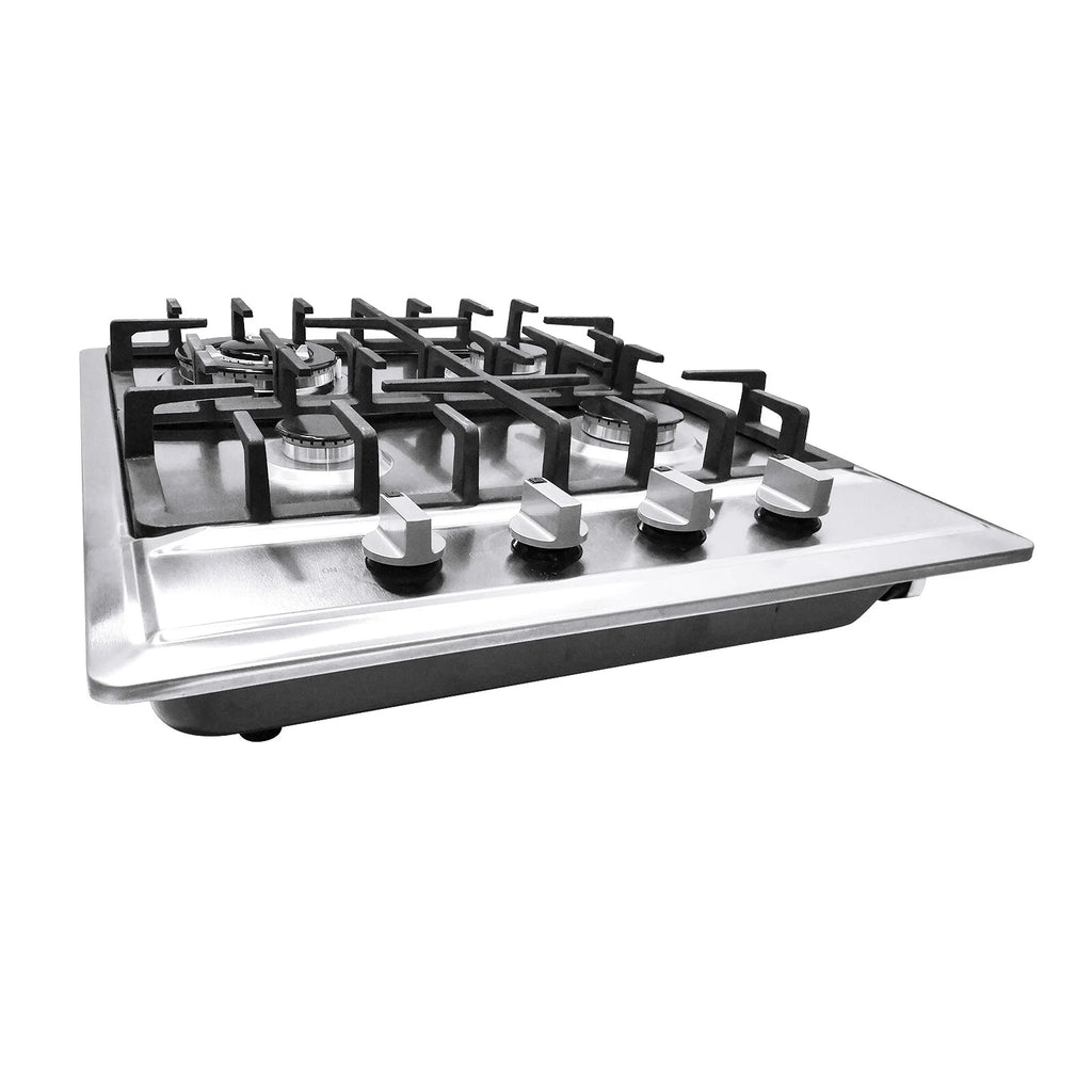 Stainless Steel 4-Burner Gas Stove, 3.0KW+1.75KW+1.0KW, Built-In Cooktop with Rotary Switch for Homes, Restaurants