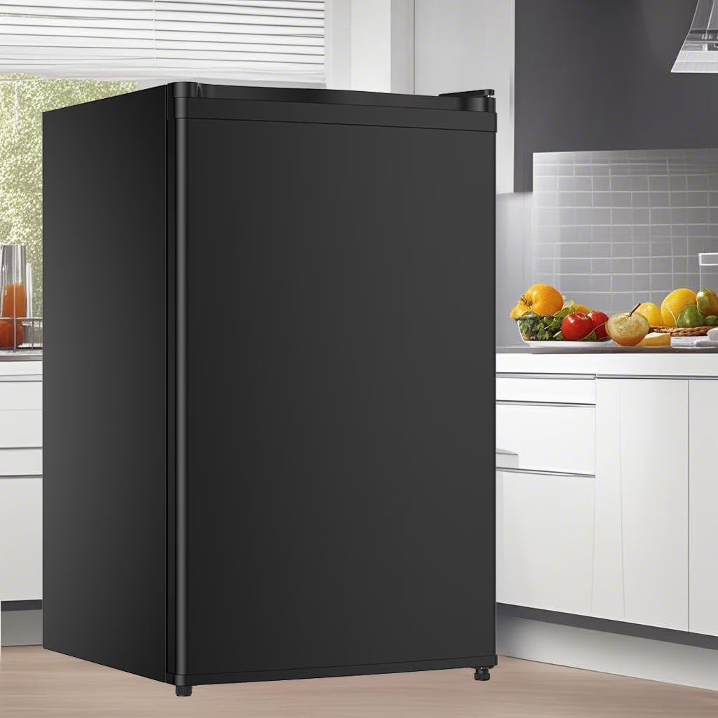 Soonbuy Compact Mini Fridge with Freezer, 4.3 Cu.Ft Single Door Refrigerator with Adjustable Temperature, Removable Shelves & Crisper Drawer, Energy Efficient Small Fridge for Bedroom, Office, Dorm, R
